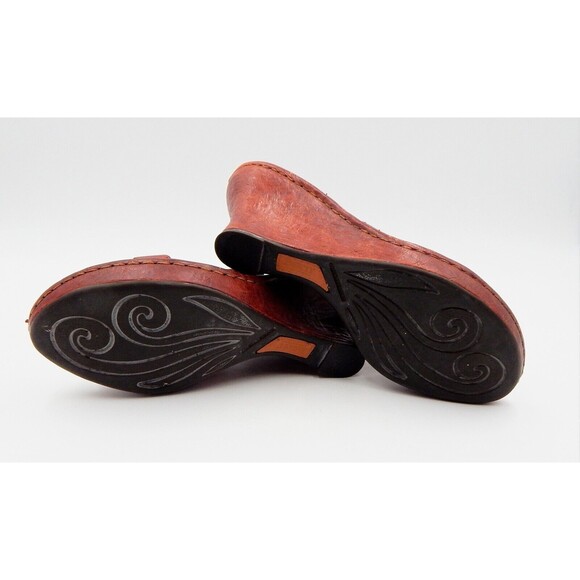 Born Women's Wedge Brown Leather Sandal Sz 8 Cross Strapped Handcrafted Slide - Picture 12 of 12